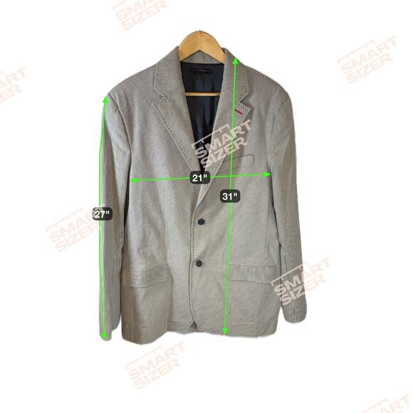 Marc Ecko Black Pinstriped Single Breast Lined Blazer Jacket Mens Large - Picture 16 of 16